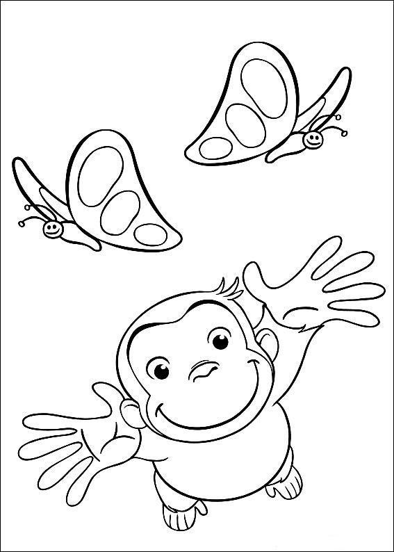 Print Curious George kleurplaat